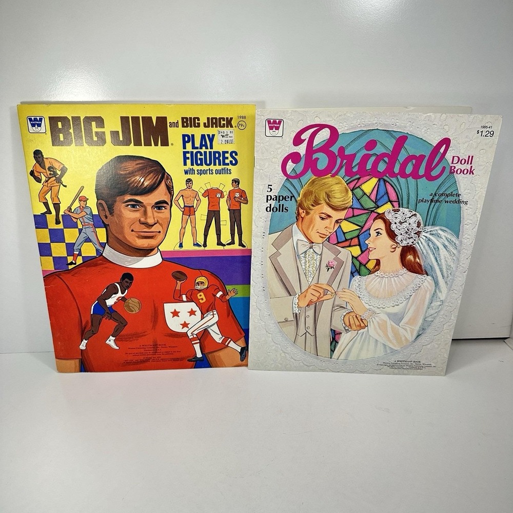 Vtg Paper Dolls Uncut Lot of 2 Original Big Jim/Big Jack and Bridal Doll Book